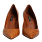 Brown Leather Stiletto Heel Pumps Shoes