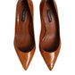 Brown Leather Stiletto Heel Pumps Shoes