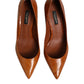 Brown Leather Stiletto Heel Pumps Shoes
