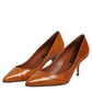 Brown Leather Stiletto Heel Pumps Shoes