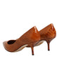 Brown Leather Stiletto Heel Pumps Shoes
