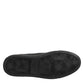 Black Leather Lace Up Mid Top Sneakers Shoes