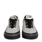Silver Leather Lace Up Low Top Sneakers Shoes