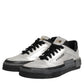 Silver Leather Lace Up Low Top Sneakers Shoes