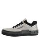 Silver Leather Lace Up Low Top Sneakers Shoes