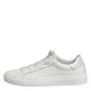 White Leather Low Top Lace Up Sneakers Shoes