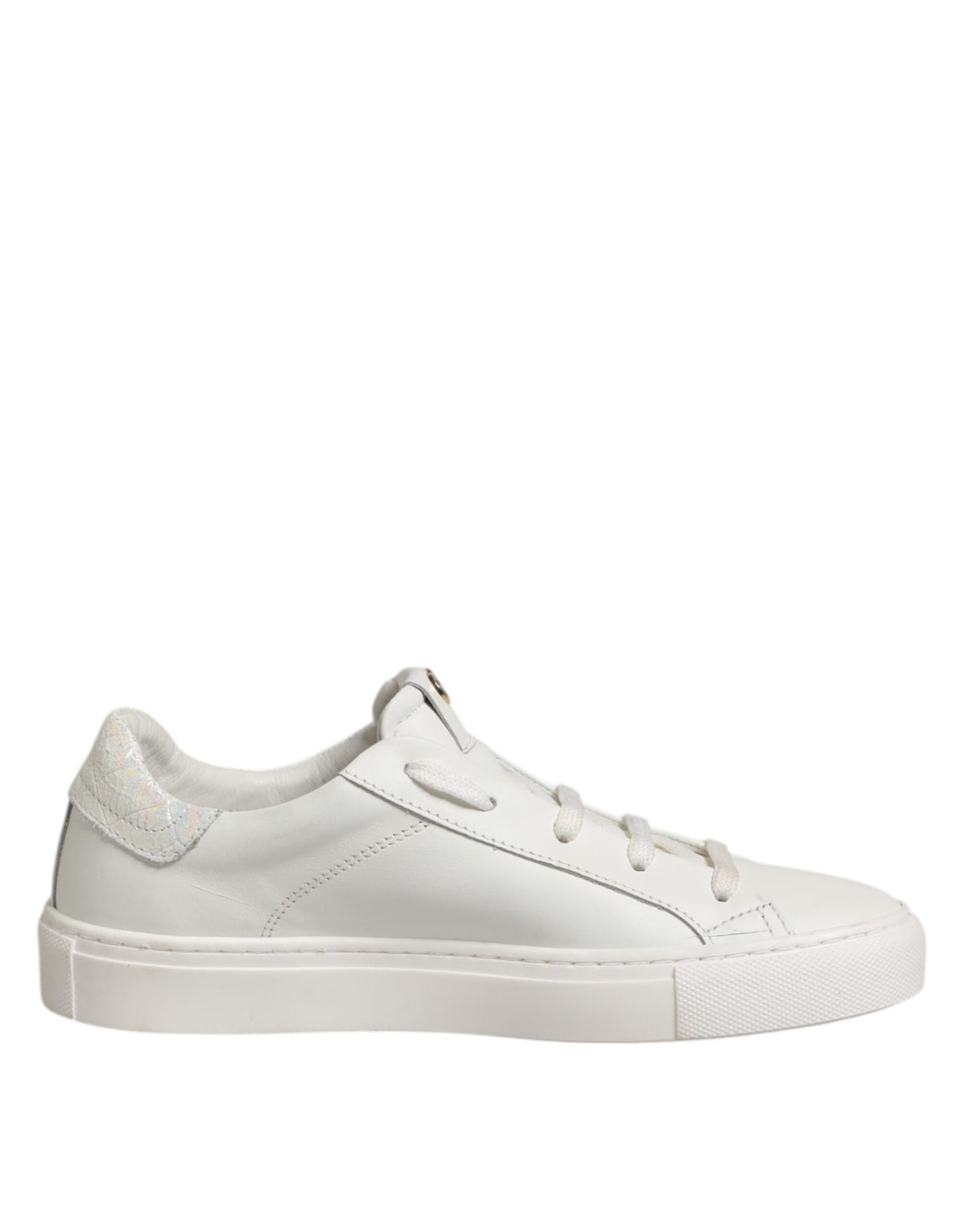 White Leather Low Top Lace Up Sneakers Shoes