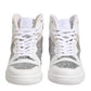 White Silver High Top Women Sneakers Shoes