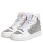 White Silver High Top Women Sneakers Shoes