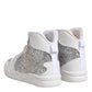 White Silver High Top Women Sneakers Shoes