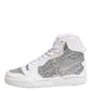 White Silver High Top Women Sneakers Shoes