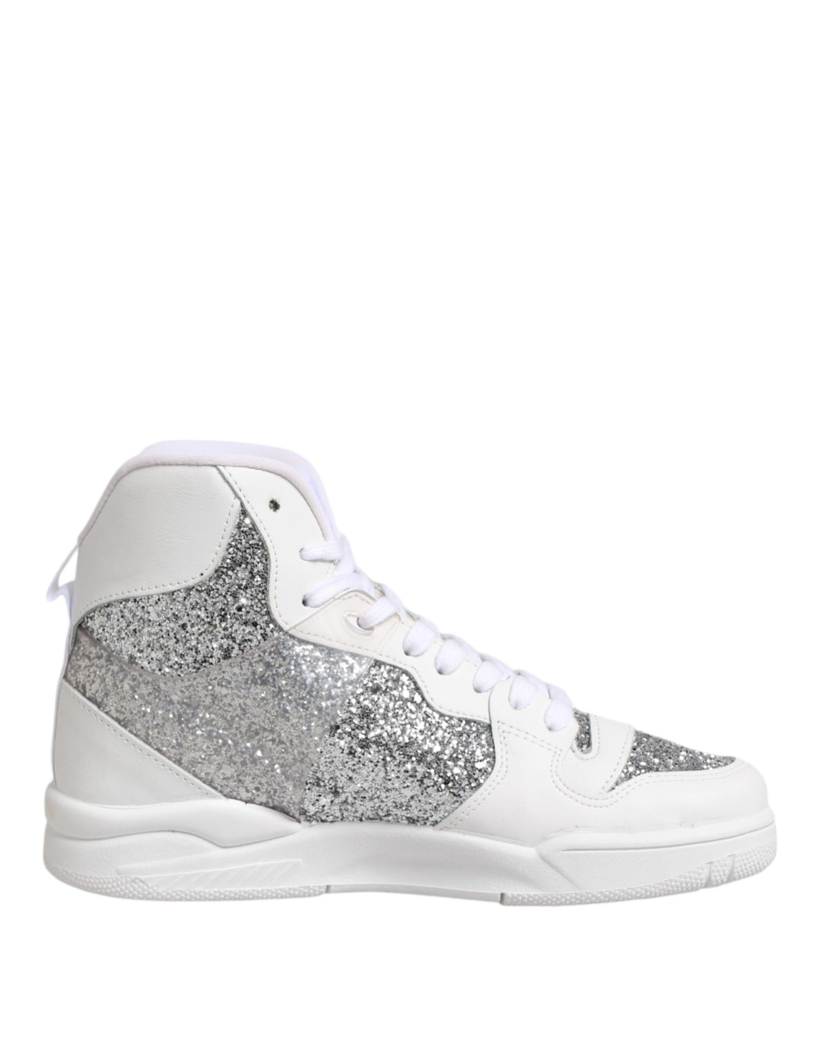 White Silver High Top Women Sneakers Shoes
