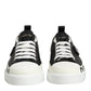Black White Leather Low Top Sneakers Shoes