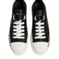 Black White Leather Low Top Sneakers Shoes