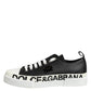 Black White Leather Low Top Sneakers Shoes