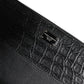 Black Leather Logo Plaque Zip Around Continental Wallet