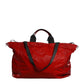 Red Nylon Hand Shoulder Duffel Travel Bag