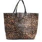 Brown Leopard BEATRICE Leather Logo Plaque Tote Bag