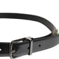 Black Leather Studded Silver Tone Buckle Belt