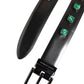 Black Leather Studded Silver Tone Buckle Belt