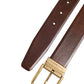 Brown Classic Gold Metal Logo Buckle Men Belt