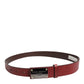 Maroon Classic Leather Metal Logo Buckle Belt