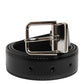 Black Classic Leather Metal Buckle Belt