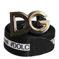 Black Cotton Metal DG Logo Gold Buckle Belt