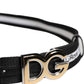 Black Cotton Metal DG Logo Gold Buckle Belt