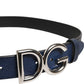 Blue Classic Silver Metal DG Logo Buckle Belt