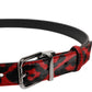 Black Red Leopard Silver Metal Buckle Belt