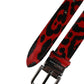 Black Red Leopard Silver Metal Buckle Belt