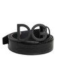Black Leather Classic Metal DG Buckle Belt