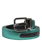 Green Black Polyester Metal Buckle Belt