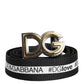 Black Cotton Gold Tone Metal DG Buckle Belt