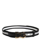 Black Cotton Gold Tone Metal DG Buckle Belt