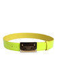 Yellow Green Classic Metal Logo Buckle Belt