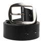 Black Leather Classic Metal Buckle Belt