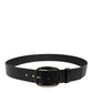Black Leather Classic Metal Buckle Belt