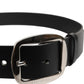 Black Leather Classic Metal Buckle Belt