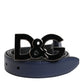 Blue Leather Classic Metal DG Logo Buckle Belt