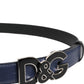 Blue Leather Classic Metal DG Logo Buckle Belt