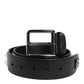 Black Leather Studded DG Metal Buckle Belt