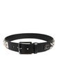 Black Leather Studded DG Metal Buckle Belt