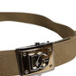 Military Green Nylon Logo Metal Buckle Belt