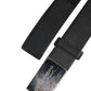 Black Leather Classic Metal Logo Buckle Belt