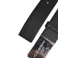 Black Leather Classic Metal Logo Buckle Belt