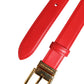 Red Leather Gold Metal Buckle Cintura Belt