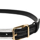 Black White Patchwork Gold Metal Buckle Belt