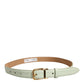 Light Green Leather Gold Metal Buckle Belt